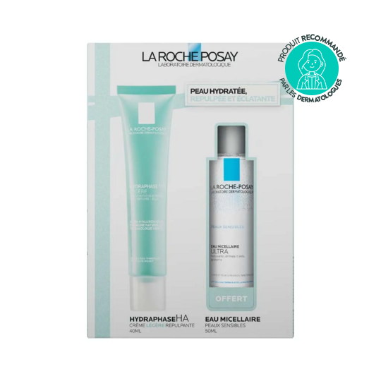 La Roche-Posay Hydraphase coffret hydratation HA légère 40 ml + Tolériane Eau Micellaire Peaux Sensibles 50 ml Offert