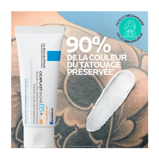 La Roche Posay Cicaplast B5 Kit Post-tatouage+ SPF50, Baume réparateur et gel nettoyant
