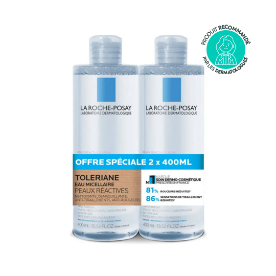 La Roche-Posay Toleriane Eau Micellaire Peaux Réactives 2 x 400 mL
