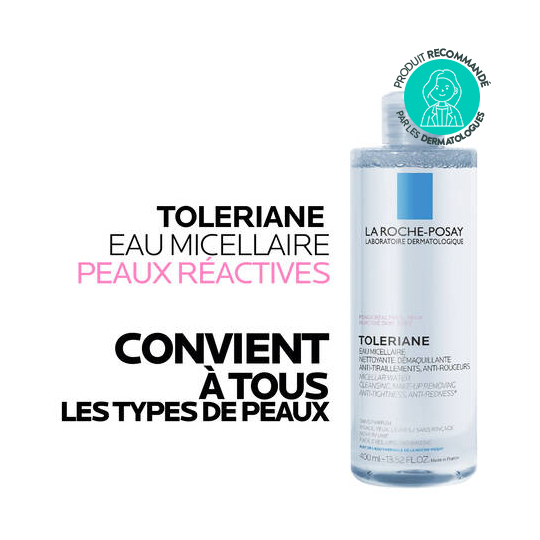 La Roche-Posay Toleriane Eau micellaire 2 x 400 ml, Démaquillant peaux sensibles