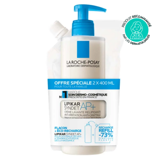 La Roche-Posay Lipikar Crème Lavante Relipidante & Recharge 2x400 ml – Peaux sèches à tendance atopique