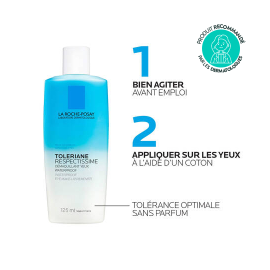 La Roche-Posay Toleriane Respectissime démaquillant yeux waterproof 2 x 125ml, Yeux sensibles