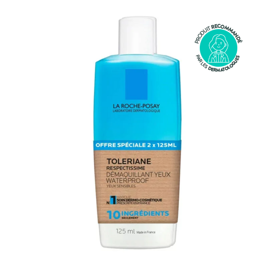 La Roche-Posay Toleriane Respectissime démaquillant yeux waterproof 2 x 125ml, Yeux sensibles