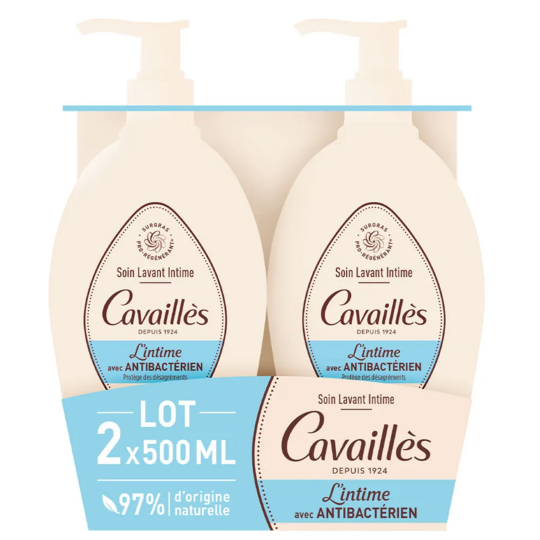 Cavaillès Intime Soin lavant antibactérien 2x500 ml hygiène intime apaisante