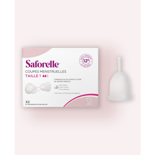Saforelle Coupes menstruelles taille 1 – boîte de 2, silicone médical