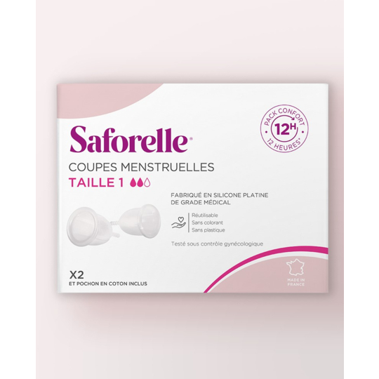 Saforelle Coupes menstruelles taille 2 – boîte de 2, silicone médical