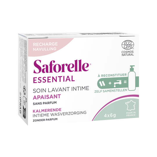 Saforelle Essential Recharge Soin Lavant Intime Apaisant 4 recharges de 6 g