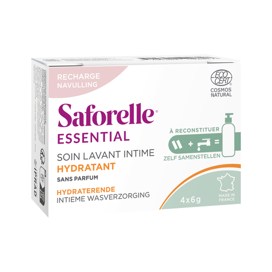 Saforelle Essential Recharge Soin Lavant Intime Hydratant 4 recharges de 6 g