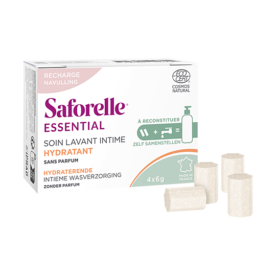 Saforelle Essential Recharge Soin Lavant Intime Hydratant 4 recharges de 6 g