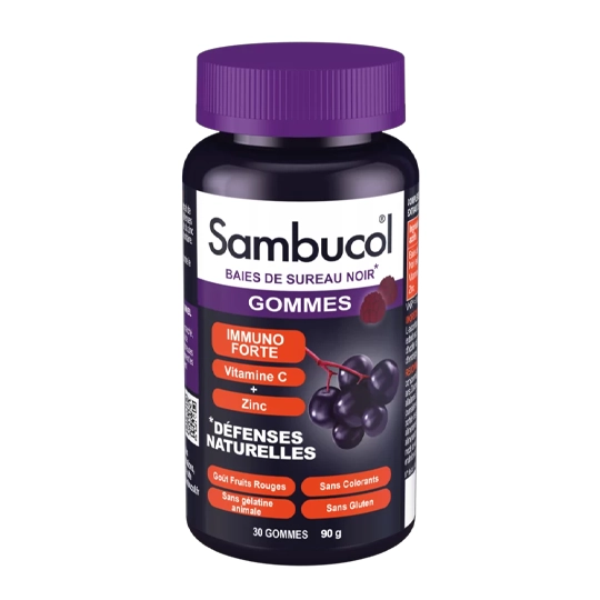 Sambucol Immuno Défenses Naturelles – 30 Gommes Adultes – Sureau noir, Zinc et Vitamine C
