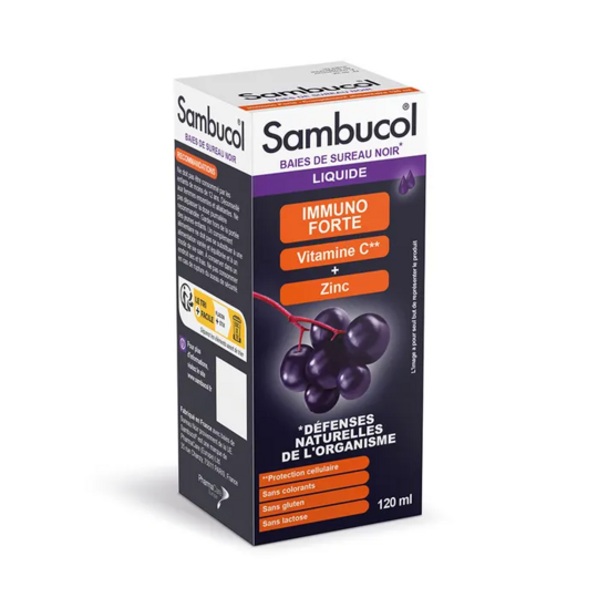 Sambucol Sirop Immunité Forte 120 ml – Défenses naturelles adultes à base de sureau noir