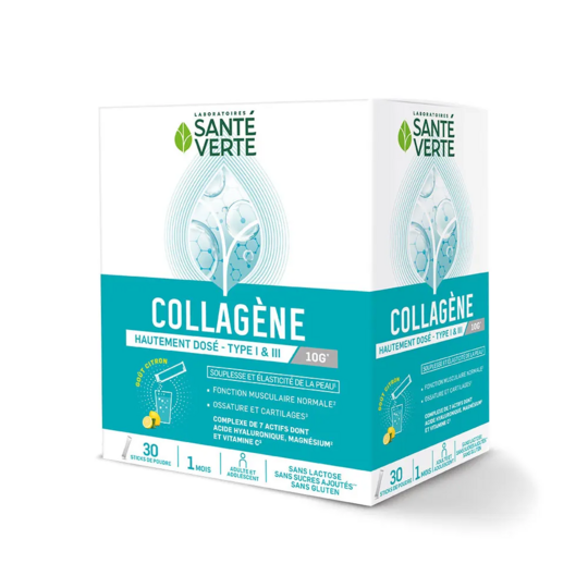 Santé Verte Collagène Goût Citron 30 sticks – Peau, articulations et muscles