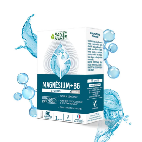 Sante Verte Magnésium +B6 3 Formes 360 mg 60 comprimés sécables à libération prolongée