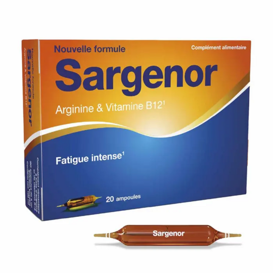 Sargenor Arginine & Vitamine B12 20 ampoules buvables 10 ml – Fatigue et énergie