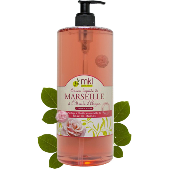 Savon de Marseille Liquide à la Rose de Damas - 1 litre