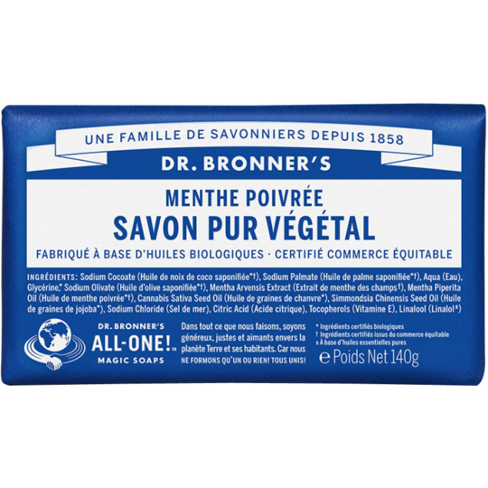 Savon Pur Végétal Solide Menthe Poivrée - 140 g