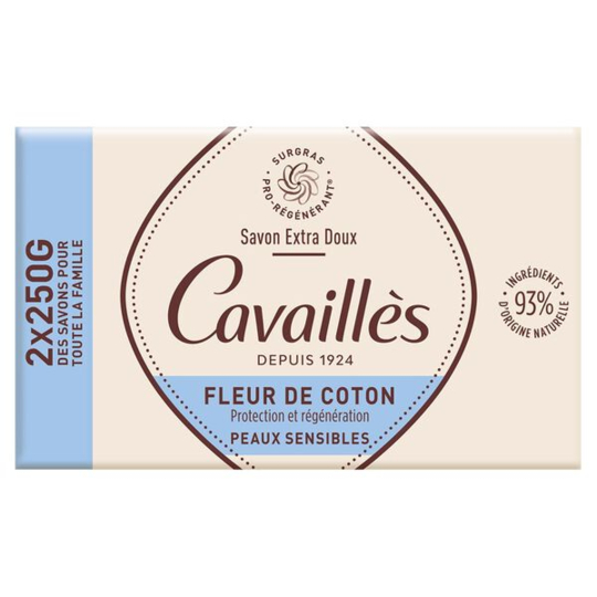 Cavaillès Savon Surgras Extra-doux Fleur de Coton 2 x 250 g