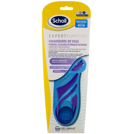 Scholl Expert Support semelles chaussures de ville taille S et L — confort renforcé effet ressort technologie GelWave
