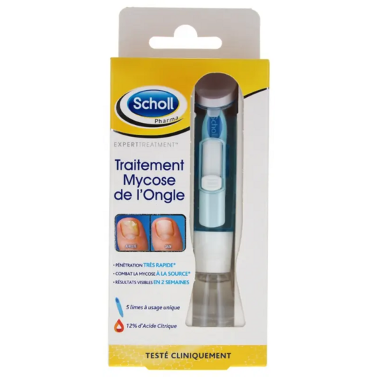 Scholl Solution traitement mycose de l'ongle 2 en 1 — 3,8 ml limes jetables résultats 2 semaines