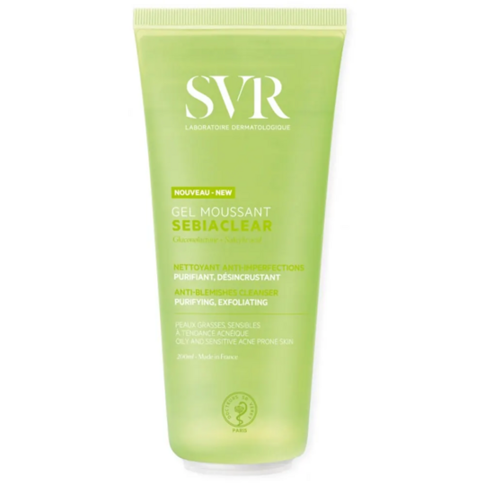 SVR Sebiaclear Gel Moussant Nettoyant Sans savon purifiant et désincrustant 200 ml