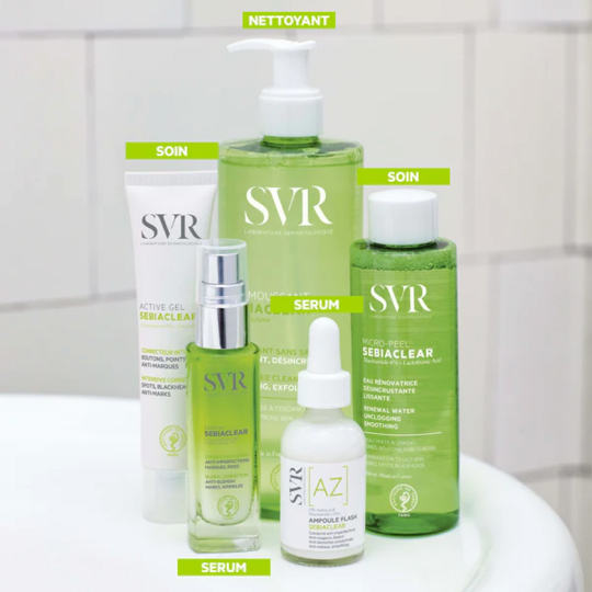SVR Sebiaclear eau Rénovatrice Désincrustante Lissante Micro-peel niacinamide 150 ml