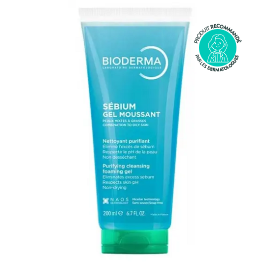 Bioderma Sébium gel moussant nettoyant purifiant peaux mixtes grasses — 200 ml