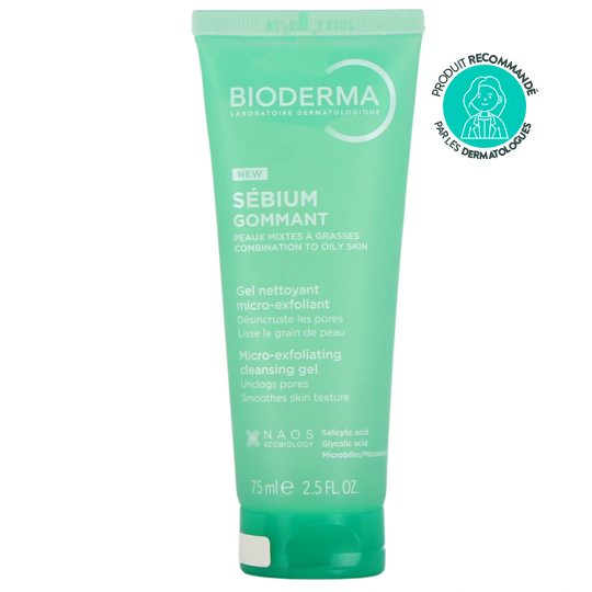 Bioderma Sébium gel gommant peaux mixtes à grasses — tube de 75 ml