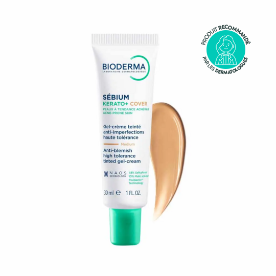 Bioderma Sébium Kerato+ Cover Gel Crème Teintée Médium 30ml anti-imperfections