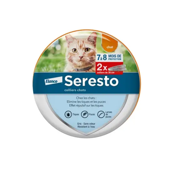 Seresto Collier Antiparasitaire anti-puces Chat boîte de 2 colliers