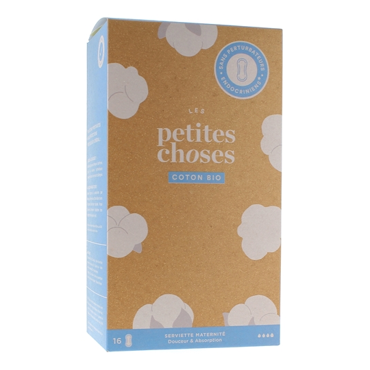 Serviette Maternité Douceur et Absorption - Coton Bio - 16 Serviettes
