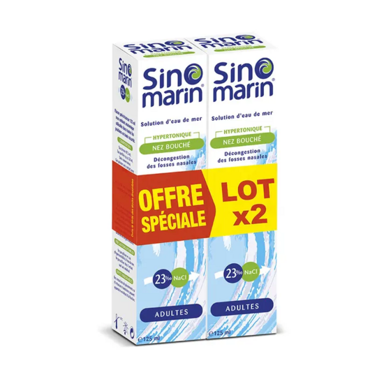 Gifrer Sinomarin spray nasal hypertonique nez bouché eau de mer — 2 x 125 ml adultes dès 6 ans