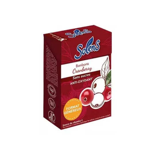 Solens Bonbons Cranberry sans sucres 66 g – vitamine C et 20 plantes
