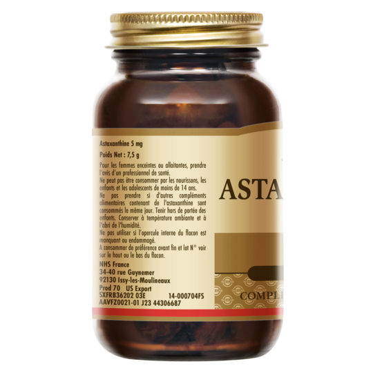 Solgar Astaxanthine 5mg 30 softgels — puissant antioxydant naturel peau et muscles