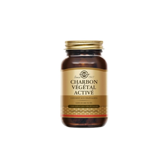 Solgar Charbon végétal activé 100 gélules – digestion et ballonnements