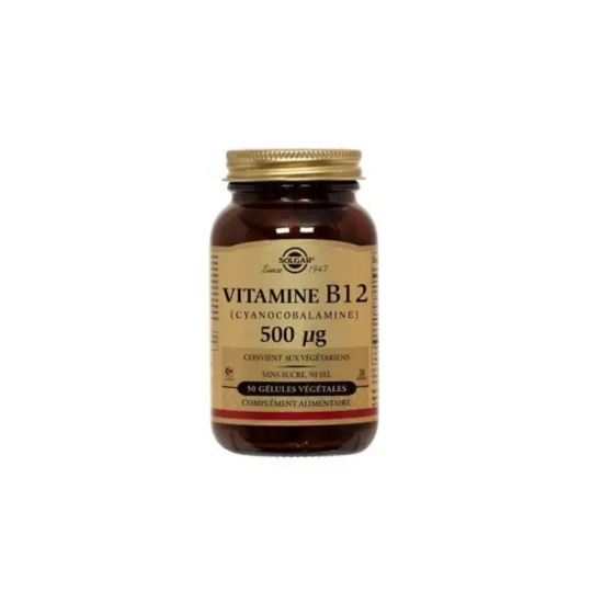 Solgar Vitamine B12 500 µg 50 gélules végétales – énergie métabolique, système nerveux et anti-fatigue – formule vegan hautement dosée