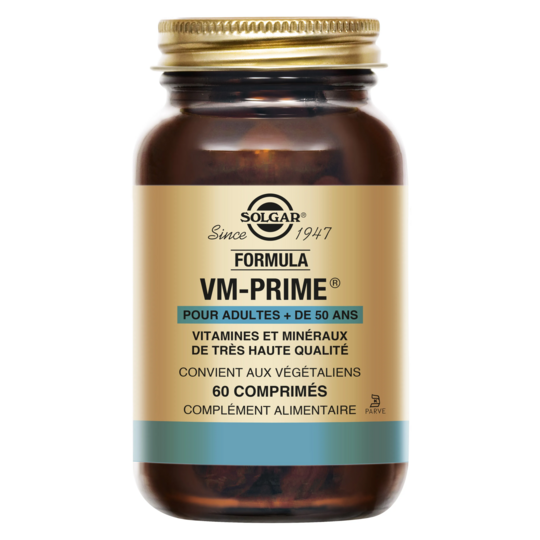 Solgar VM-Prime 60 comprimés — multivitamines seniors 50 plus vitalité