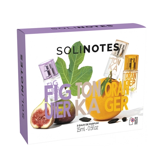 Solinotes Coffret Découverte Eau de parfum Végan Figuier, Tonka, Fleur d'Oranger formats voyage 15 ml