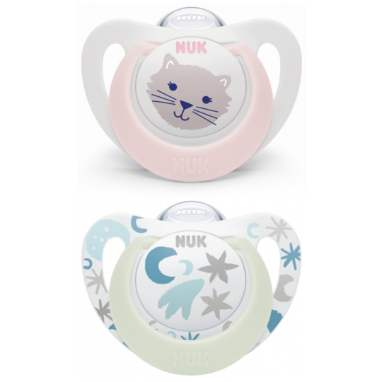 STARLIGHT - Sucette Fille Nuit 0-6 mois - Lot de 2