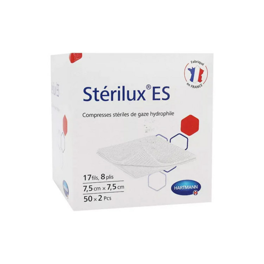 Stérilux Compresses Stériles de Gaze 7,5x7,5cm 50x2