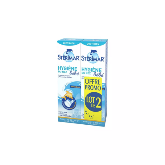 Stérimar Spray hygiène du nez bébé 2 x 100ml – solution d'eau de mer isotonique nourrisson