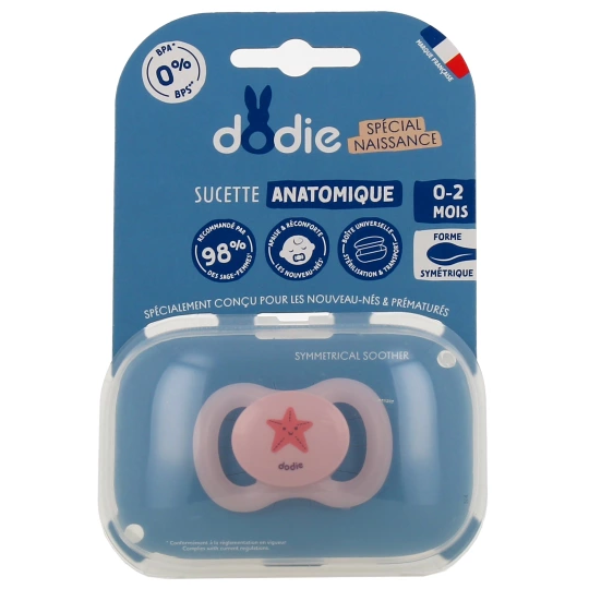 Sucette 0-2 mois Silicone Anatomique Motif Etoile de Mer - 1 Unité