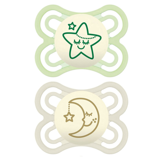Sucette 0 à 6 mois Silicone Perfect Nuit Motifs Aléatoires - Lot de 2 sucettes