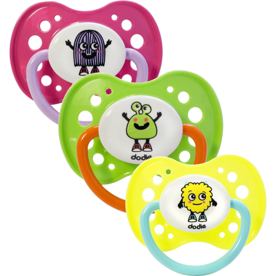 Sucette +18 mois Silicone Anatomique Fluo Monstre A60 Motifs Aléatoires