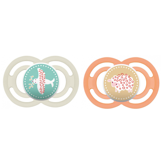 Sucette + 18 mois Silicone Perfect Motifs Aléatoires - Lot de 2 sucettes 