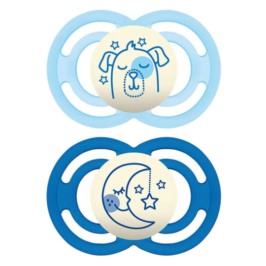 Sucette + 18 mois Silicone Perfect Nuit Duo Motifs Aléatoires