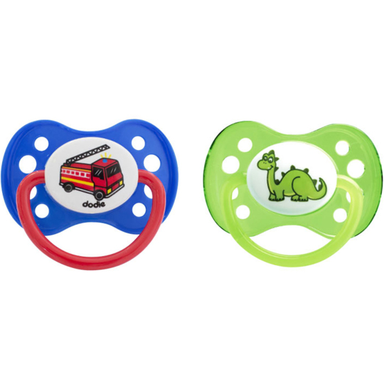 Sucette + 6 mois n°A28 Garçon Motifs Aléatoires - Lot de 2 sucettes