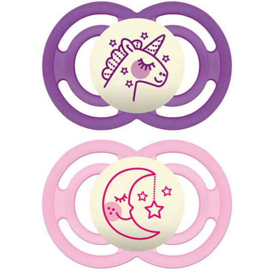 Sucette + de 6 mois Silicone Perfect Nuit Motifs Aléatoires - Lot de 2 sucettes