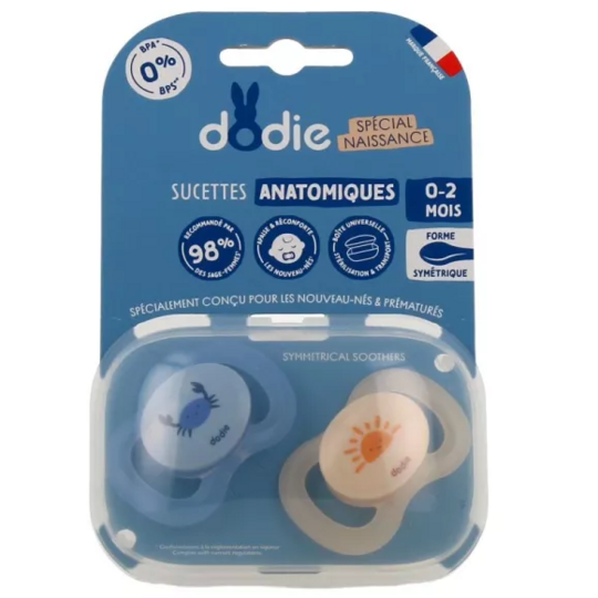 Sucettes 0-2 mois Silicone Anatomique Motif Aléatoire Tortue - Lot de 2 Sucettes