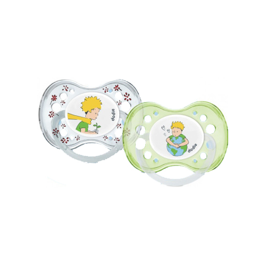 Sucettes Anatomiques +18 mois - Le Petit Prince + Terre Motifs Aléatoire - Lot de 2 sucettes