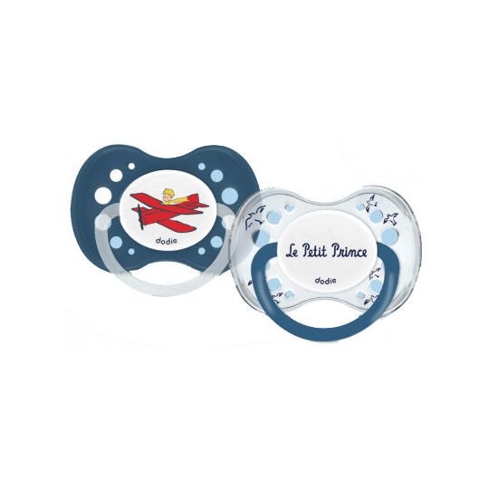 Sucettes Anatomiques +18 mois - Petit Prince + Avion Motifs Aléatoires - Lot de 2 sucettes